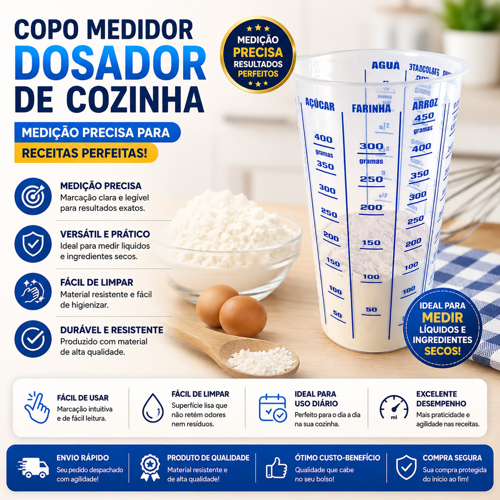 Copo Medidor De Cozinha Dosador Medida