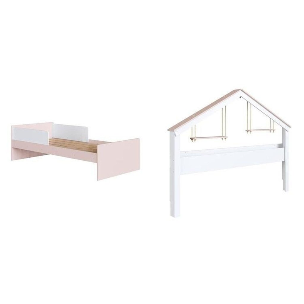 Cama Infantil Moldura Casinha para Colchão 0,88 x 1,88 Rosa/Branco