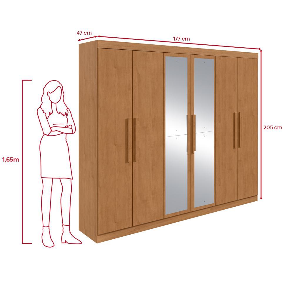 Guarda-Roupa Casal Easy Slim 6 Portas Com Espelho Amêndoa Clean · foto 2