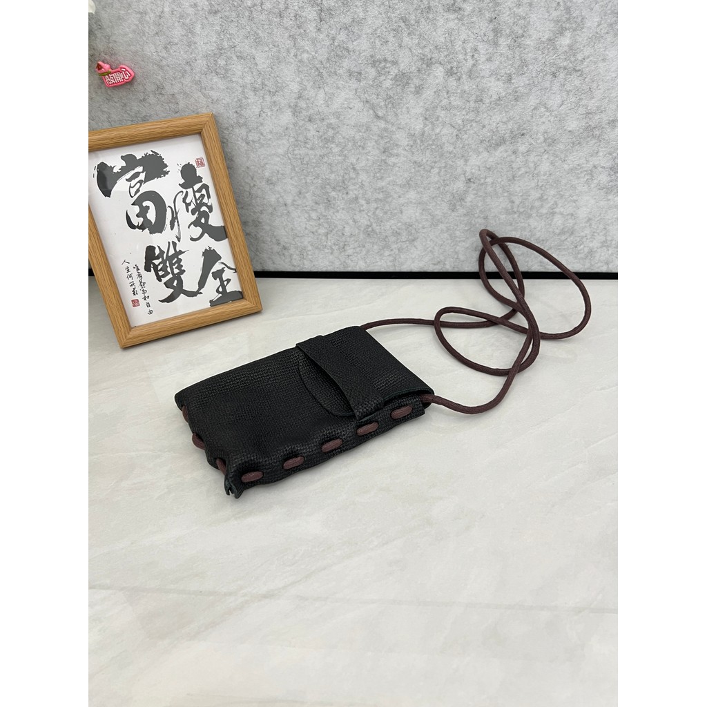 Exportação de comércio exterior couro genuíno estilo simples tecido padrão saco do telefone móvel feminino Universal sac