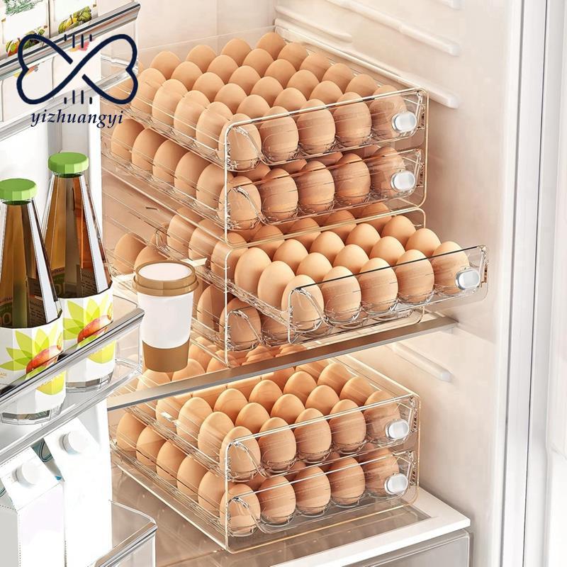 Organizador De Ovos Transparente , Bandeja De Camadas , Recipiente Empilhável De Armazenamento , Para Geladeira , Suport