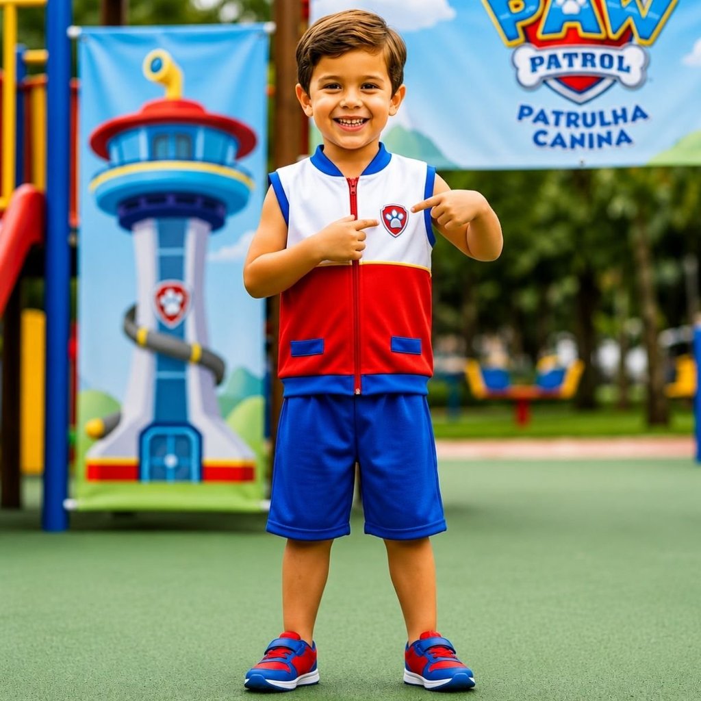 Fantasia Infantil Patrulha Canina Conjunto Camiseta e Short