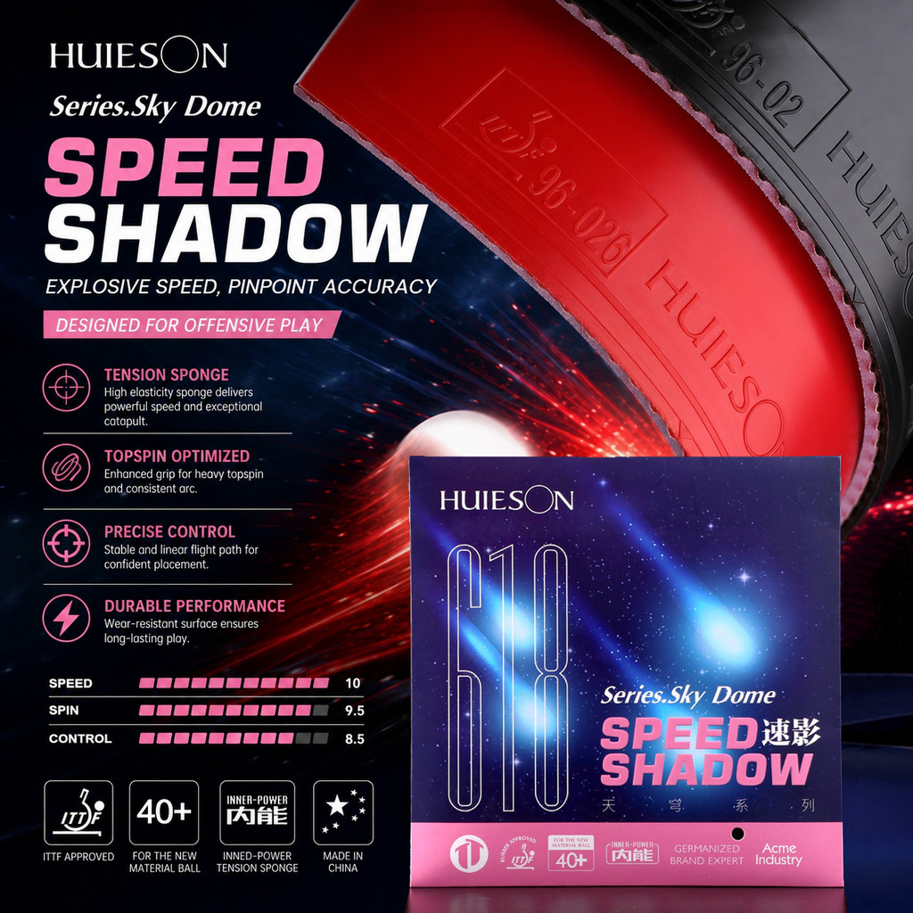 Buieson 618 Borracha Para Tênis De Mesa Sky Dome Speed Shadow Esponja De Pingue-Pongue-Pegajosa Aprovada Pela ITTF De At