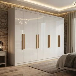 Guarda-Roupa Casal 8 Portas 4 Gavetas 100% MDF Branco Albert Branco
