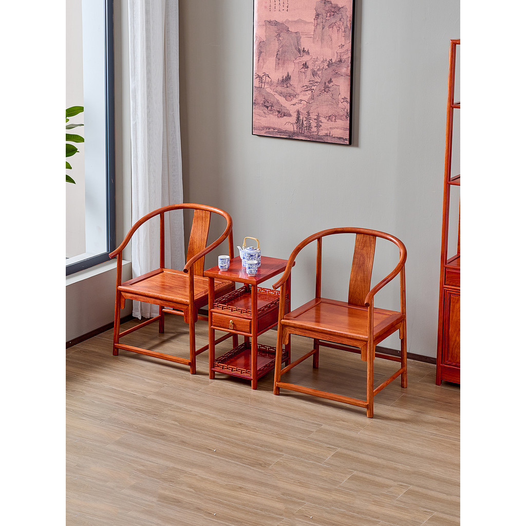 Cadeira mestre de jacarandá conjunto de três peças cadeira traseira de mogno novo estilo chinês cadeira de lazer de made