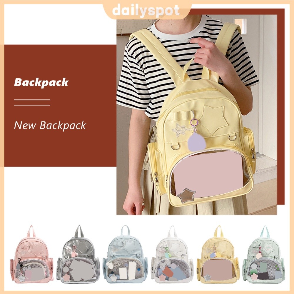 Mochila Feminina PU Star Y2k Harajuku De Grande Capacidade Para Trabalho Em Viagens [dailyspot.br]