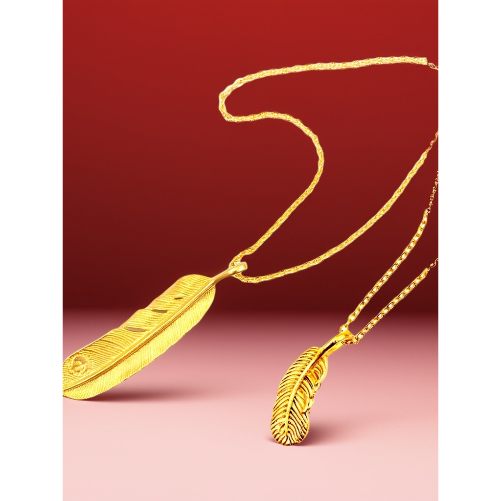 Areia ouro pingente cor de ouro pena do cupido amor sussurro pena colar camisola corrente caixa feminina banhado a ouro