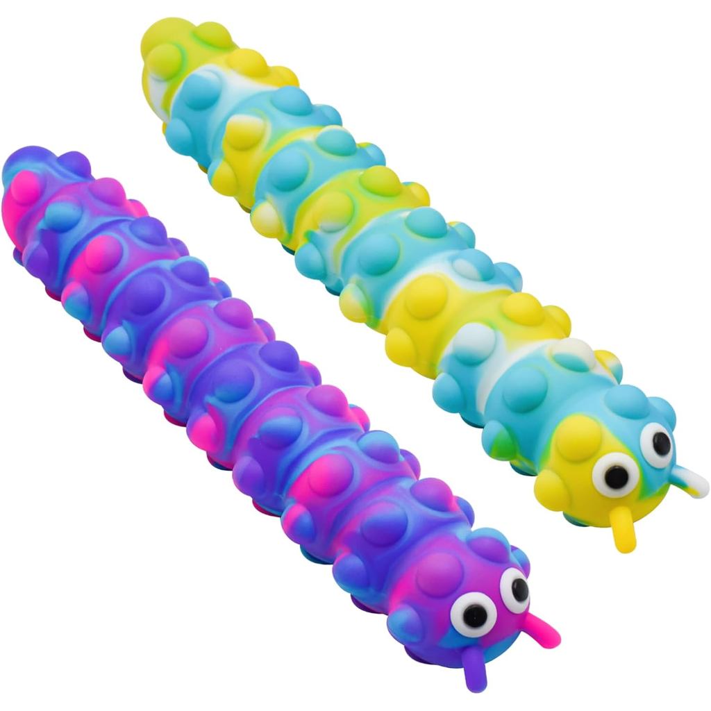 2 Peças de Brinquedos Sensoriais Pop Bubble Ball, Brinquedo Fidget Slug 3D com Luz, Brinquedos de Silicone para Alívio d
