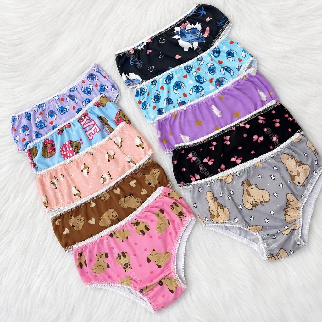 Kit 20/15/10/05 Calcinha Infantil Menina Feminina Estampada Muito Confortável - Valentina
