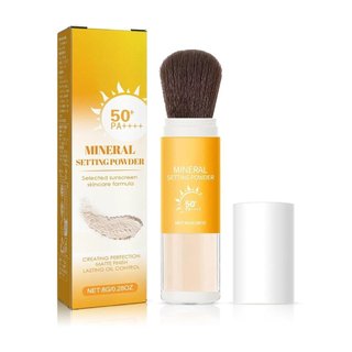 Pó Fixador Mineral com Proteção Solar, Duradouro, Leve, Respirável, Adequado para Todos os Tipos (0,28 Oz) KQQW