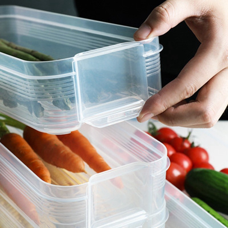 Organizador De Geladeira , Recipiente Empilhável , Caixa De Armazenamento De Alimentos Com Tampa De Plástico Transparent