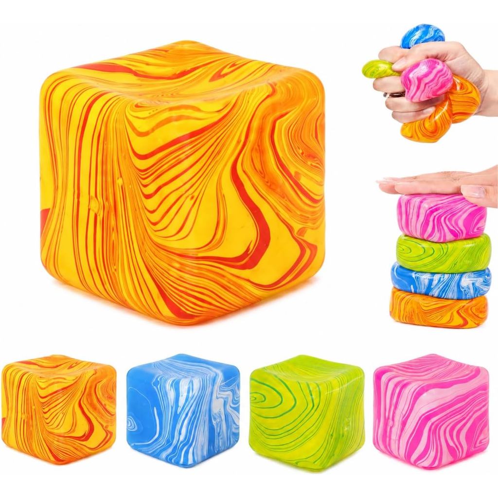 Squishy Cubo Marmorizado Antiestresse Brinquedo Sensorial Macio de Retorno Lento para Apertar Fidget Toy