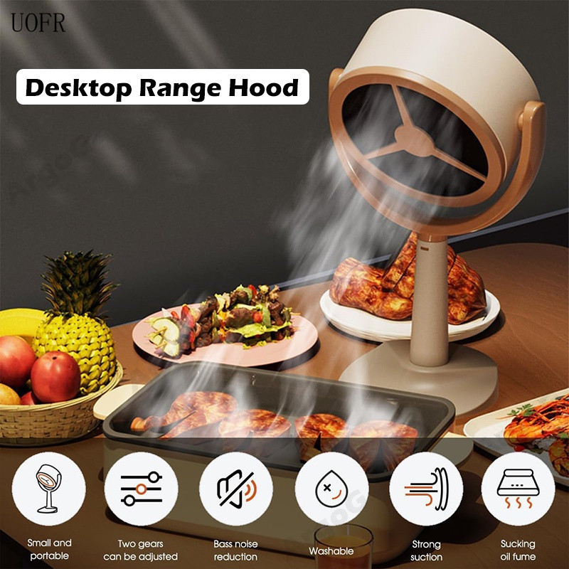 Mini Ventilador de Exaustão de Mesa com 2 Velocidades Portáteis, Forte Sucção e Baixo Ruído, Filtros de Fumaça HTMU
