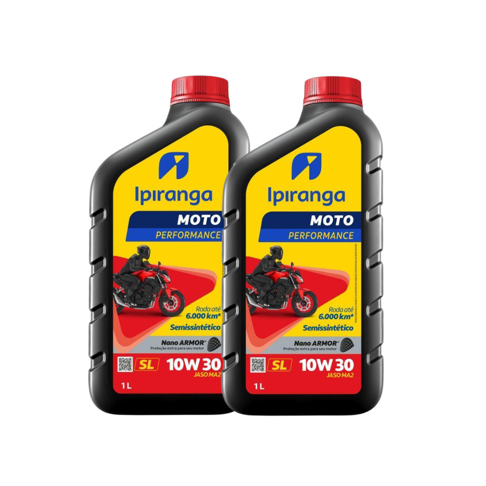 Kit de 2 Óleos Lubrificante Ipiranga Moto Performance 10w30 SL 1L