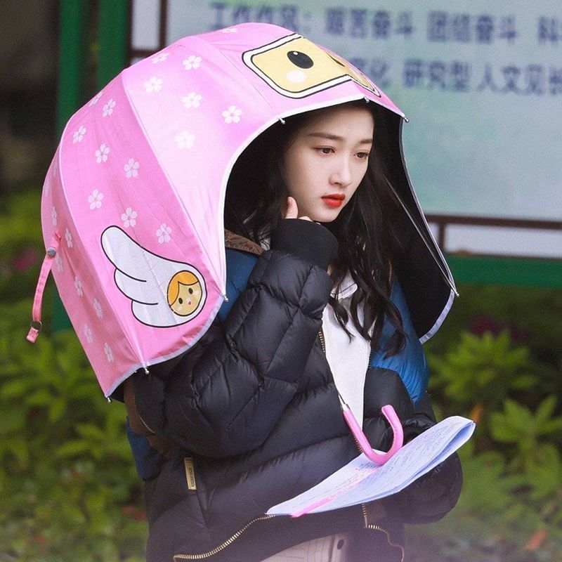 Jiudao Capacete Guarda-chuva Guan Xiaotong Ventilador Chengcheng Ju Jingyi Estrela Protetor Solar Guarda-sol Bonito Guar