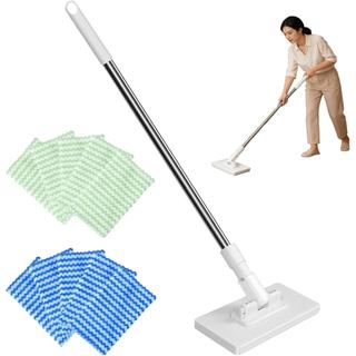Mini Mop Snap Grip, Mop Plano com Troca de Pano Sem Toque e Clipe Automático Mãos-Livres, Cabo Retrátil de 40 Polegadas 