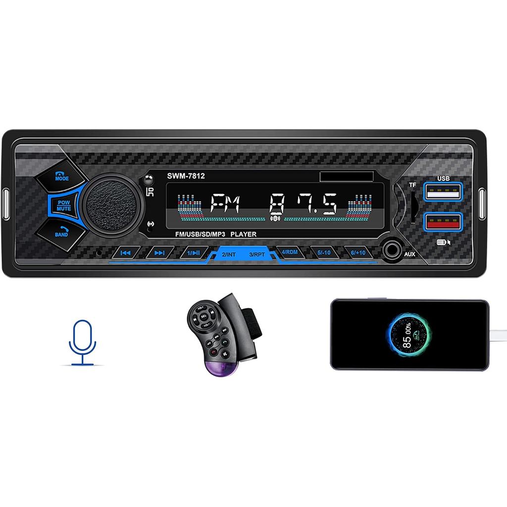 Sistema de som automotivo Bluetooth de 1 DIN, sistema de rádio automotivo universal de 7 polegadas, rádio automotivo de