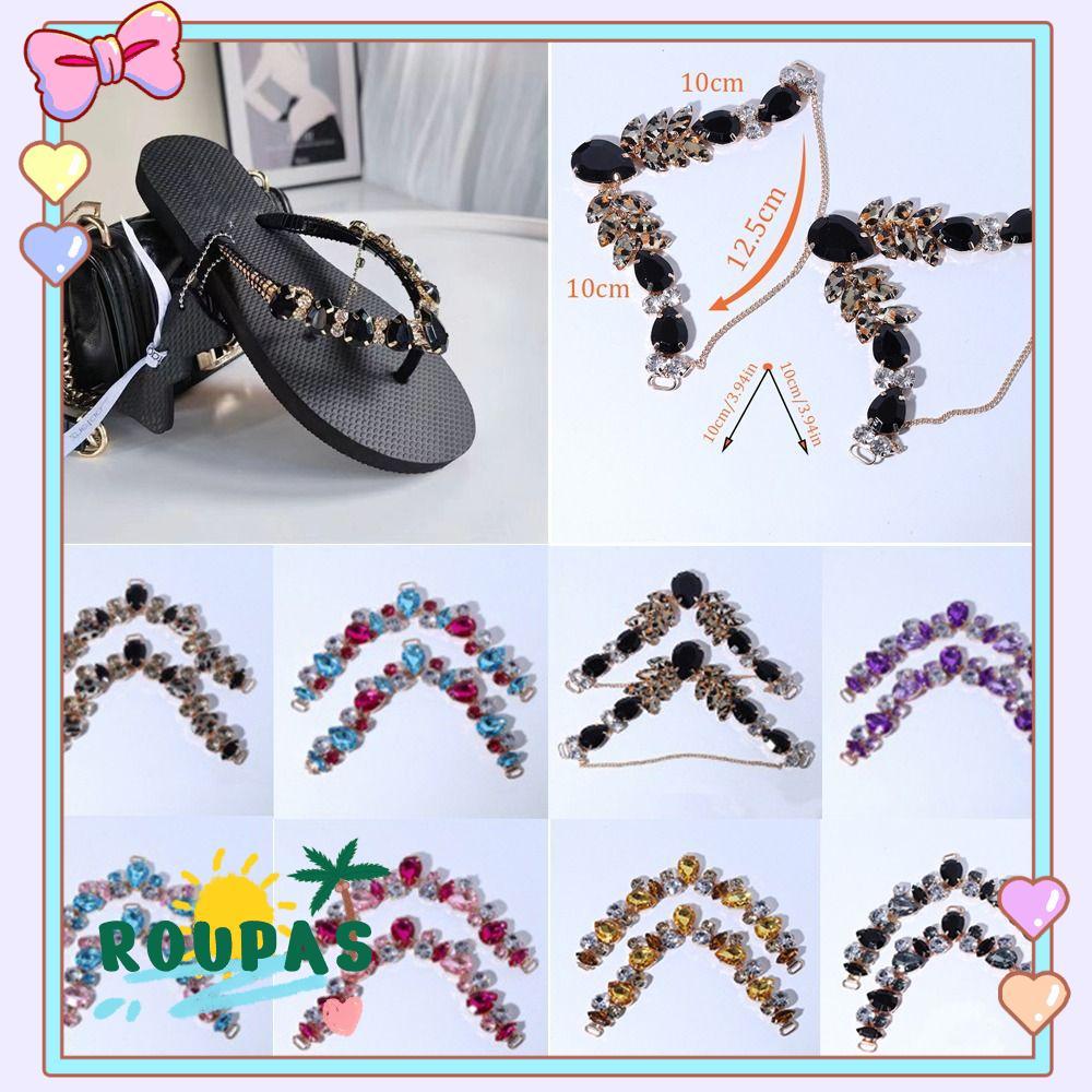 ROUPAS 2 Peças De Corrente De Chinelo Em Espinha De Peixe , Sandália Removível DIY , Deslizante De Praia , Cristal Acríl