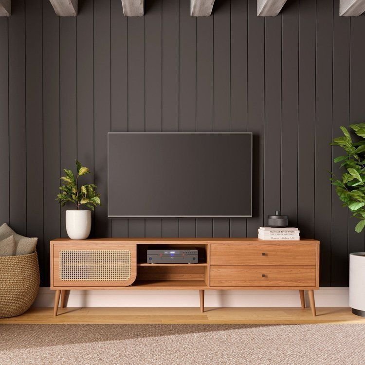Rack Retrô para TV até 85 Polegadas 100% MDF 220cm 2 Gavetas Marrom Freijó/Madeirado