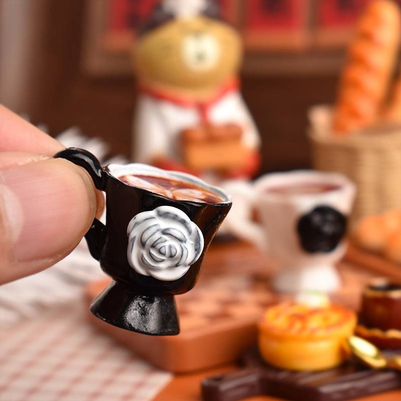sweetmvzn 3 Pçs/set Casa De Bonecas Em Miniatura Rosa Xícara De Café Bebidas Cozinha Comida Para Boneca Acessórios Menin