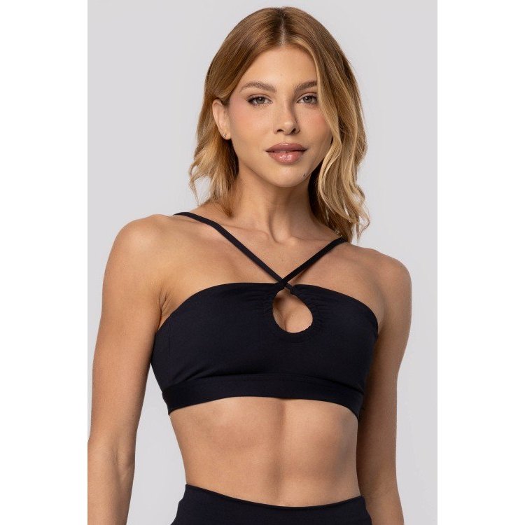 Top Decote Gota em Poliamida Puresense Preto