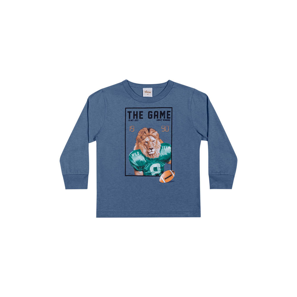 Camiseta Manga Longa Infantil Menino Sport Elian Azul