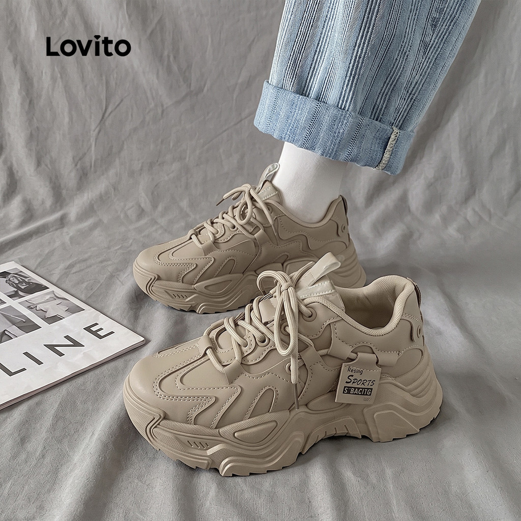 Lovito Tênis Casual Para Uso Diário Estilo Coreano Com Sola Grossa Que Aumenta a