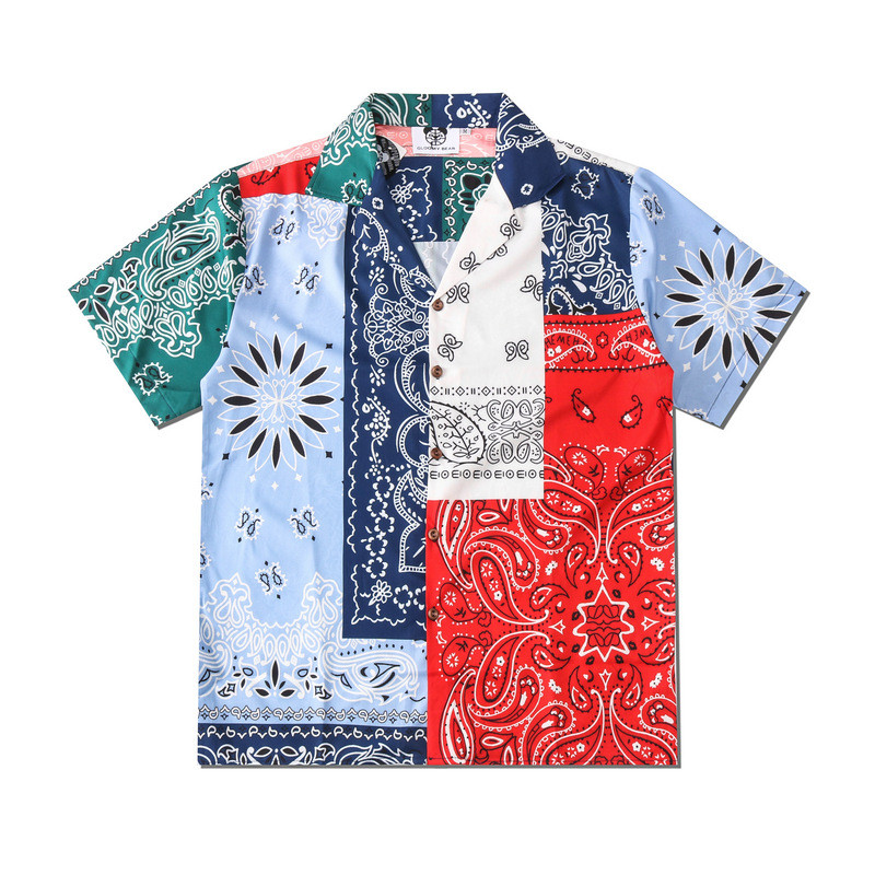 [Novo produto] Marca de rua Casual masculino feminino casal lapela solta étnica Digital impressa camisa de manga curta [