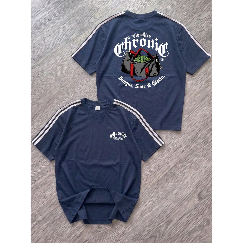 Camiseta Chronic Bolsa De Dinheiro Manga Listrada Streetwear Algodão Premium Moda De Rua Skatista Unissex Lançamento