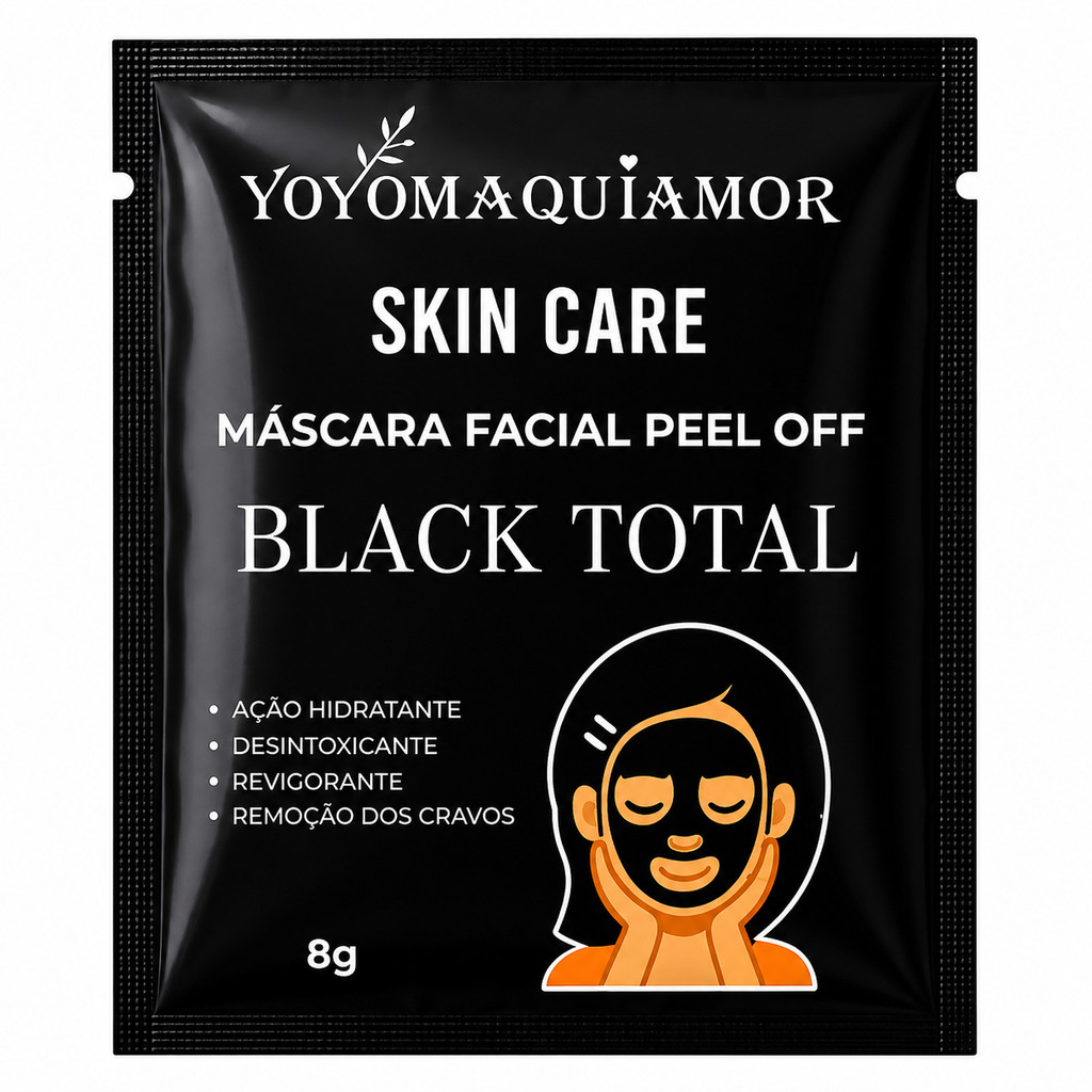 Máscara Facial Black Total Peel Off 8g Yoyô Maquiamor Skin Care Limpeza de Poros