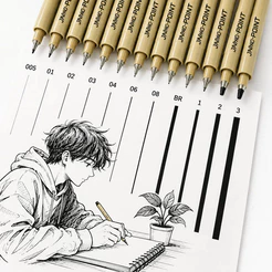 Kit 12 Canetas Nanquim Profissional Brush Letter Desenho Artístico Mangá