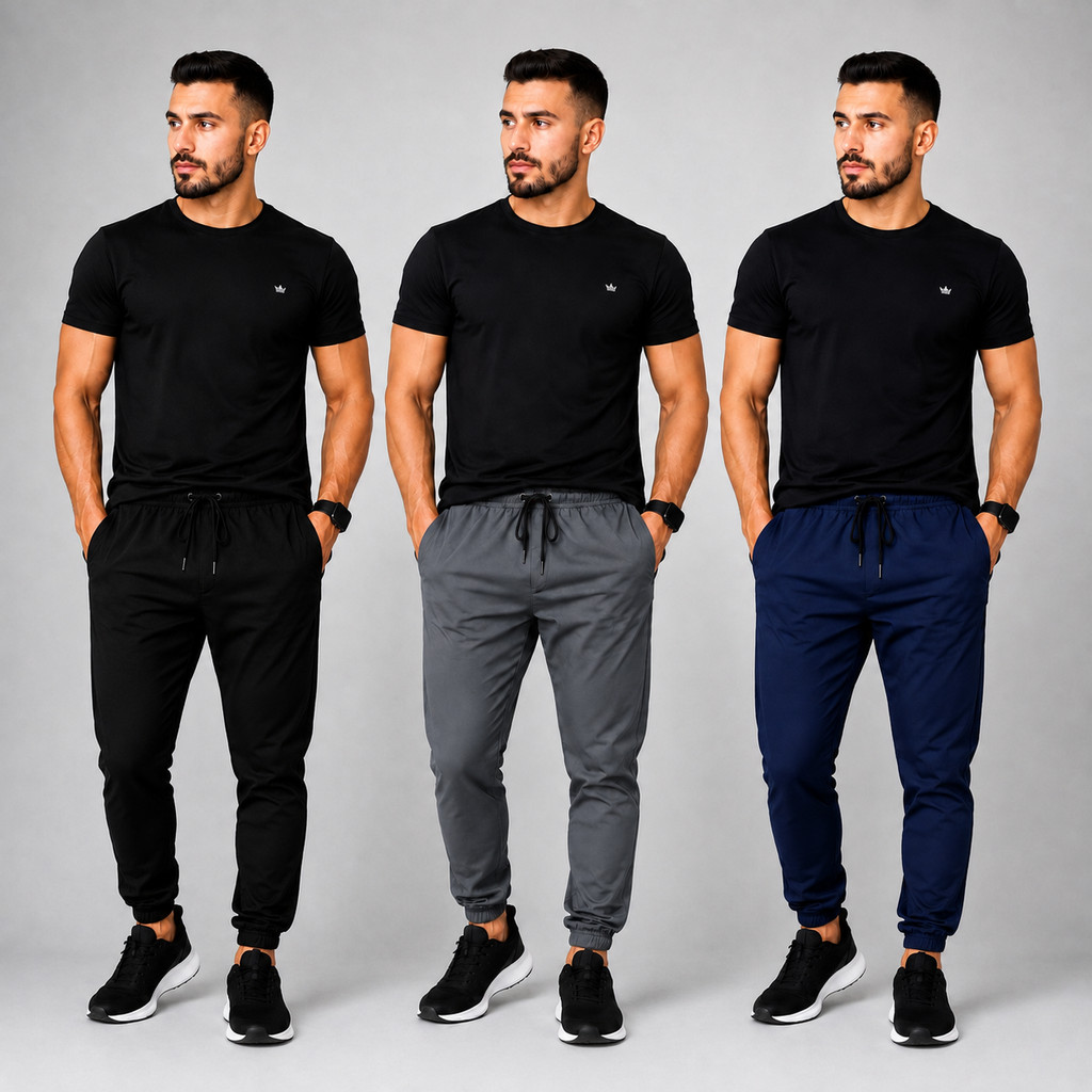 Kit Até 3 Calça Jogger Masculina Tactel Com Elastano Academia Treino Fitness Slim Dry Fit Esportiva Leve