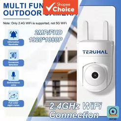 Câmera externa branca TERUHAL Dome Lite, suporte para monitor de bebê 1080p câmera sem fio