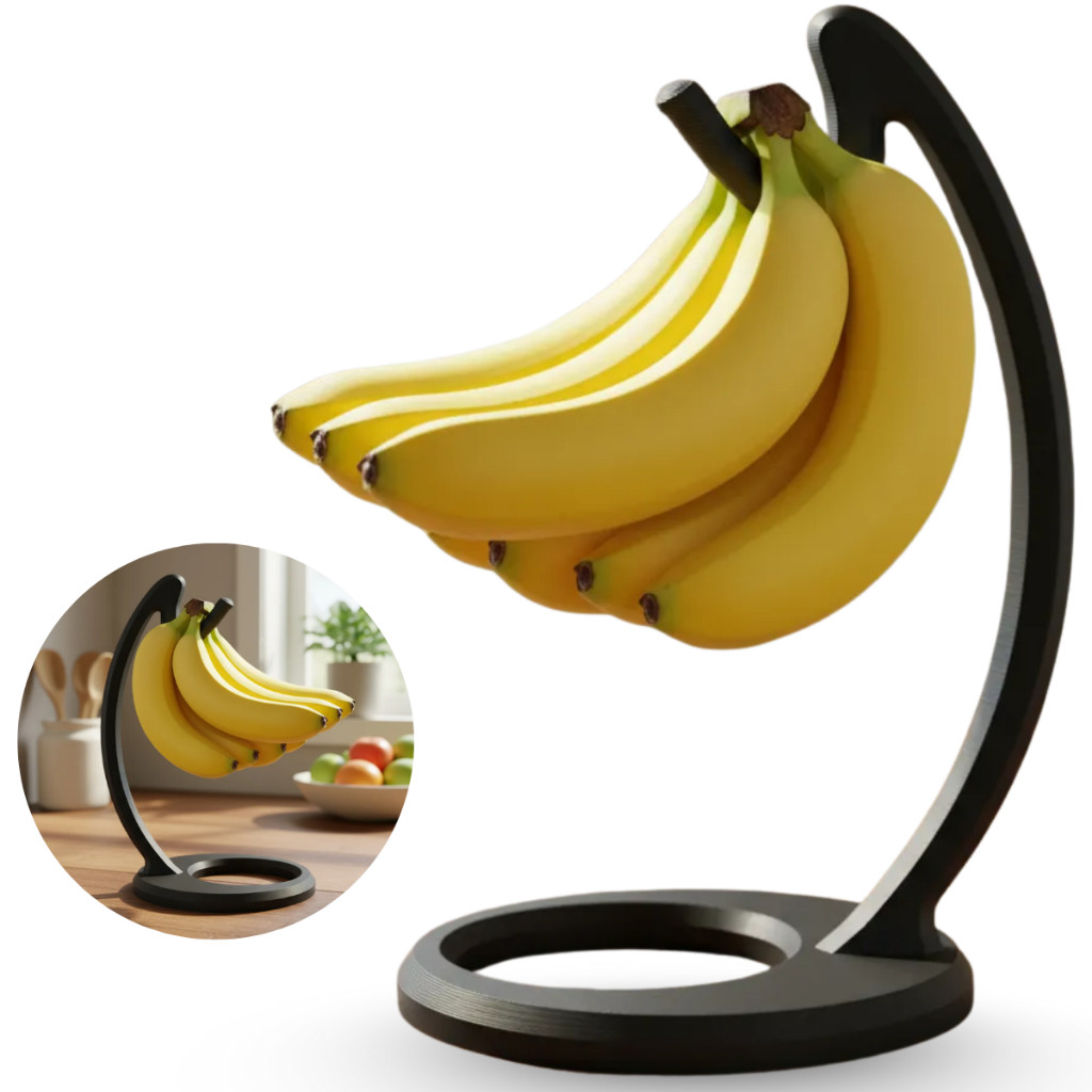 Suporte Mesa Fruteira Gancho para Pendurar Bananas Multiuso Preto Resistente Clean