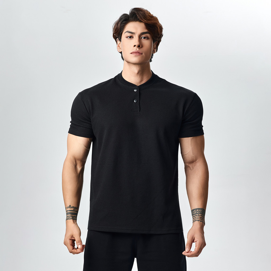 GD verão punhos mostrando figura Henry camisa masculina esportes lazer treinamento de Fitness malha fina de manga curta