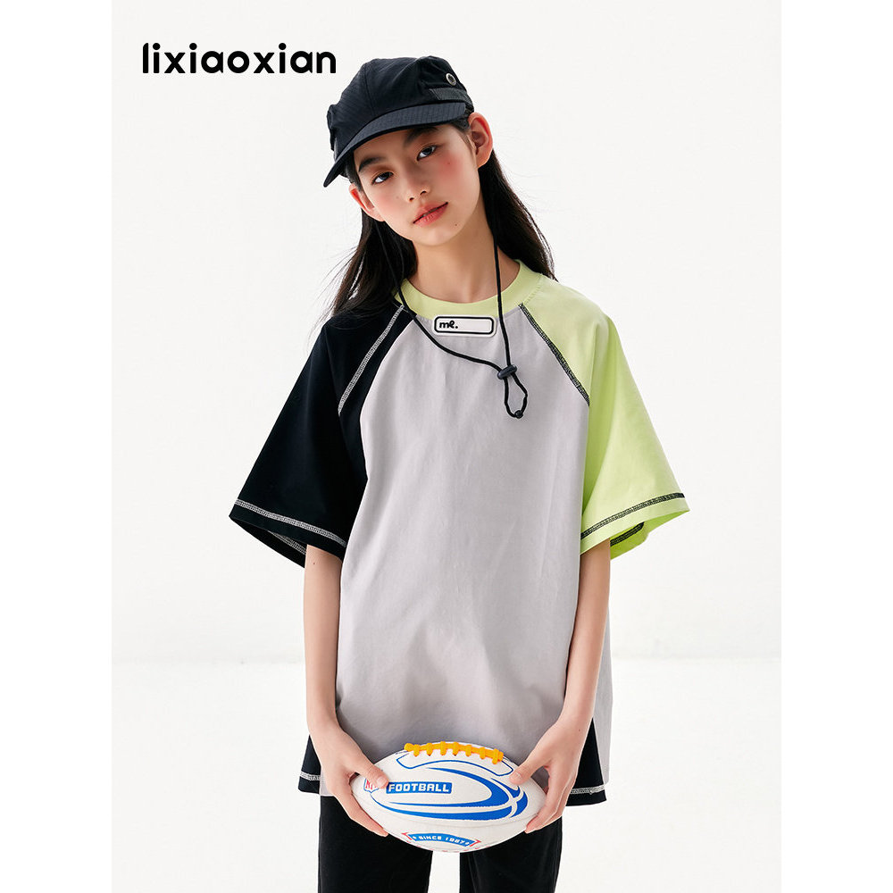Li Xiaoxian meninas legal sentir gelo porcelana algodão verão manga curta camiseta novo estilo crianças moda em torno do