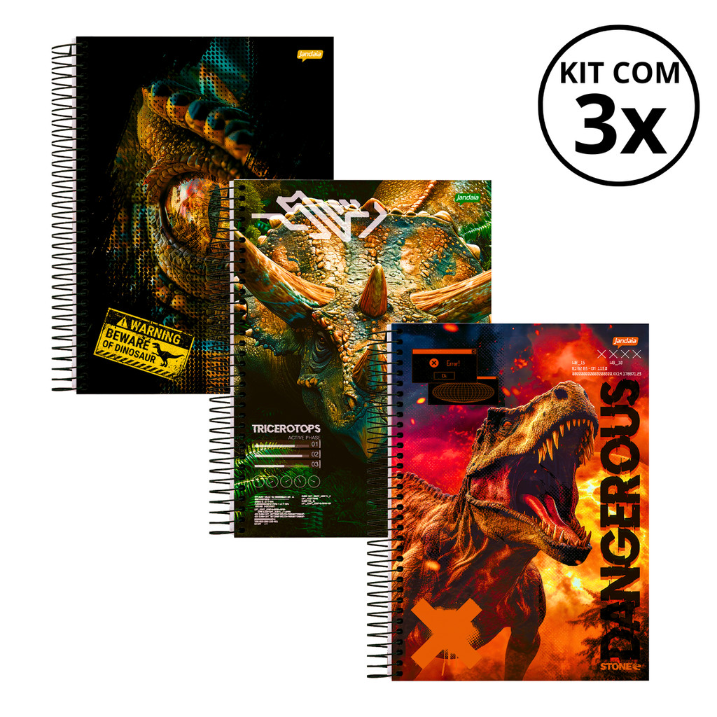 Kit Com 03 Cadernos 01 Matéria Universitário 80 Folhas Stone -Jandaia