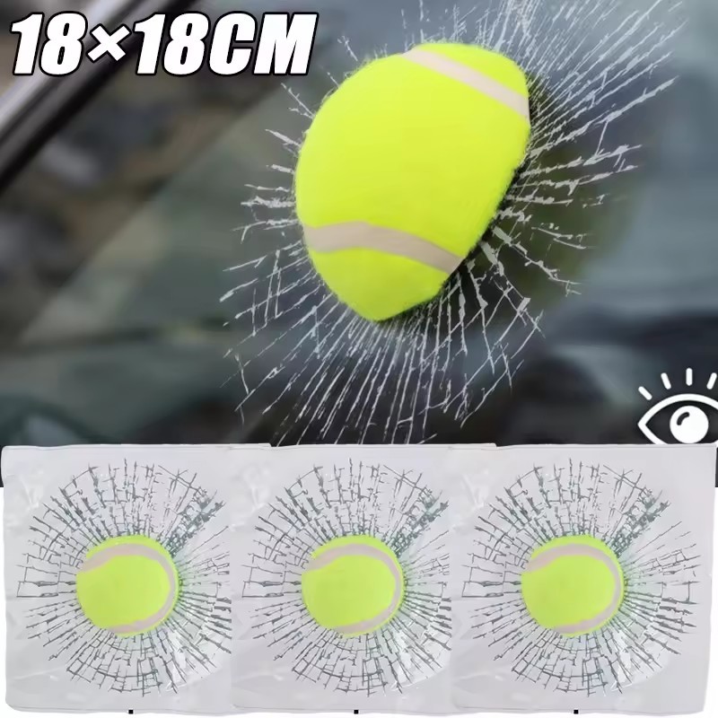 Adesivo De Carro De Impacto De Bola De Tênis 3D De 3/1 Unidade-Decalque De Vidro Rachado-À Prova D'água Engraçado-Acessó