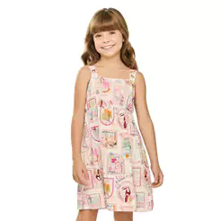 Vestido Infantil Menina Stamp Elian Bege