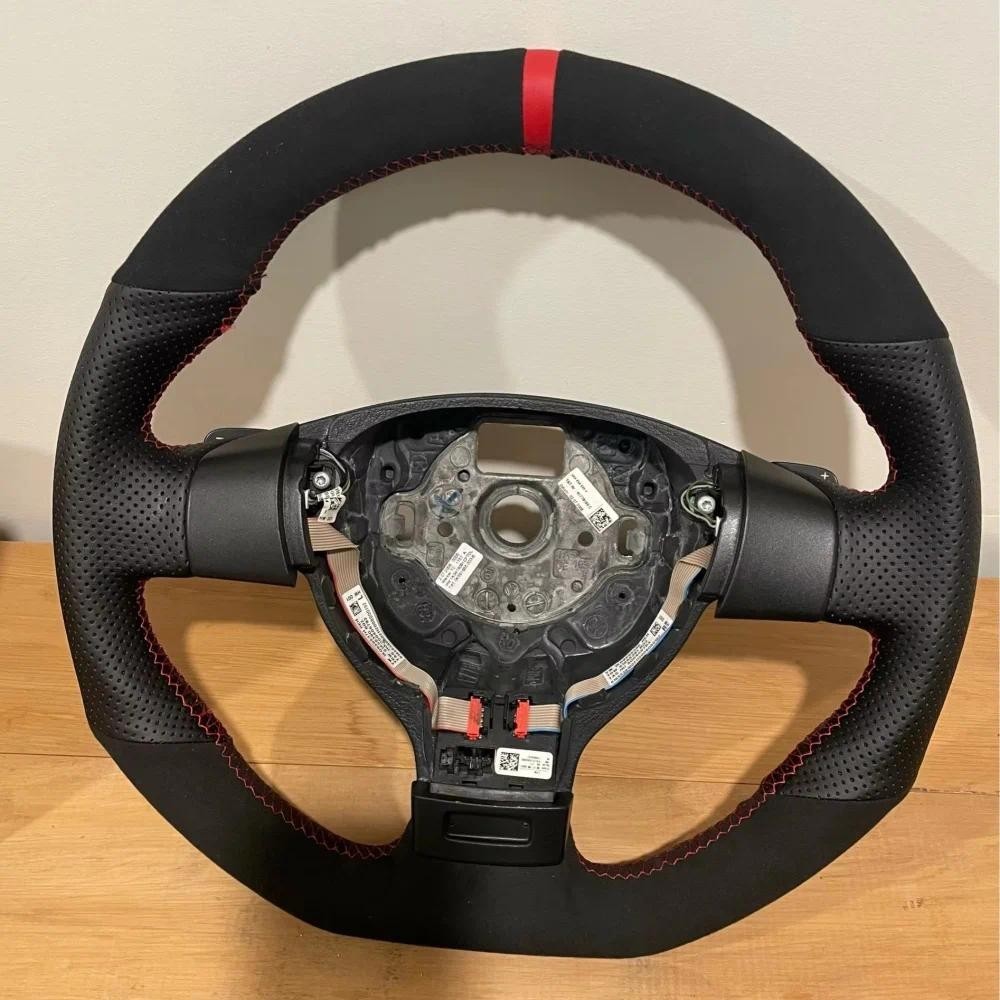 Capa De Couro Para Volante De Carro Em Camurça Preta Volkswagen Golf 5 Mk5 GTI VW R32 Passat R GT 2005 Acessórios Interi