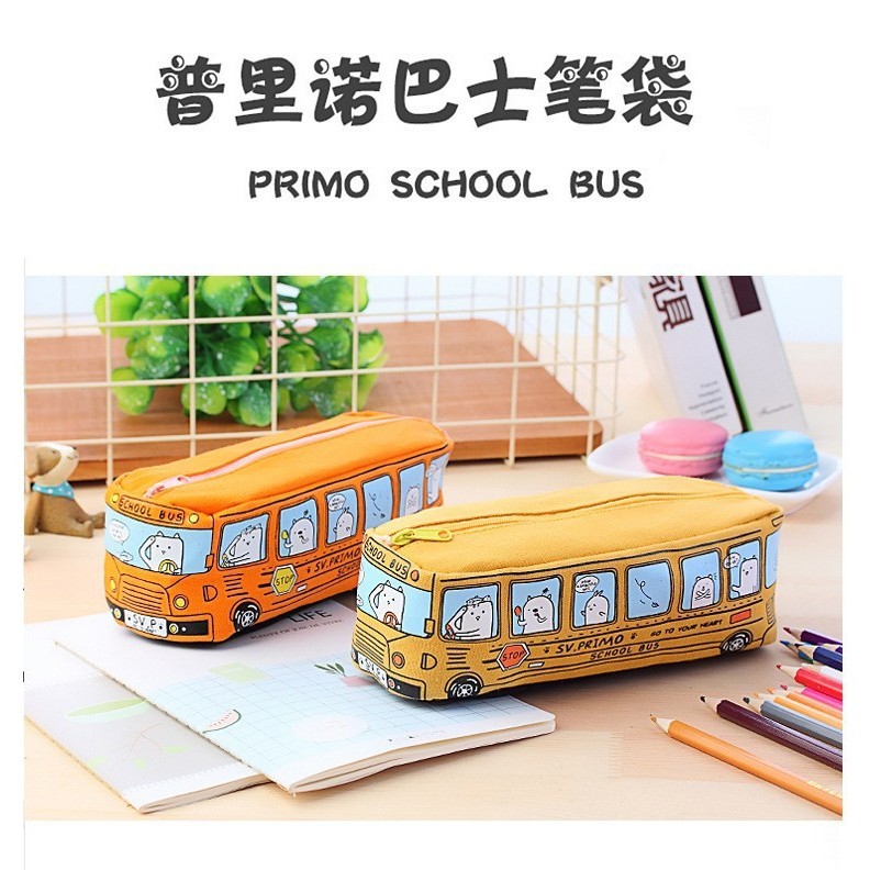 Criativo estudante papelaria pequeno Animal ônibus lápis caso dos desenhos animados lona caixa de papelaria ônibus carro