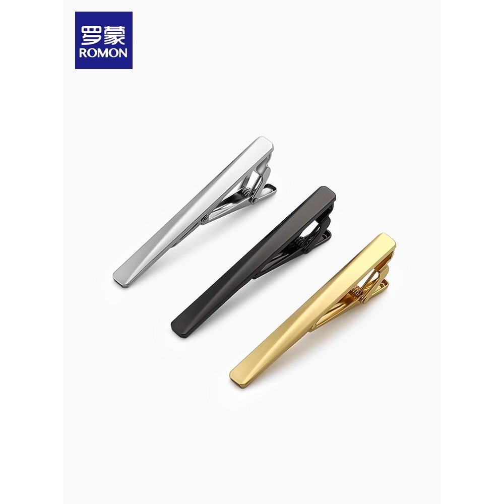 Lomon masculino simples clipe de gravata prata Metal negócios noivo casamento moda decoração na moda dourado acessórios
