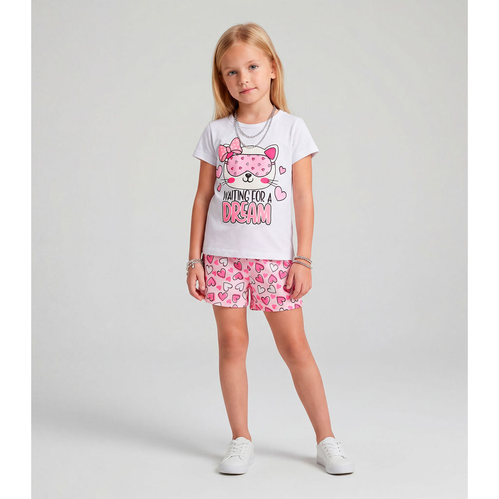 Pijama Infantil Menina Brilha no Escuro Kappes Branco