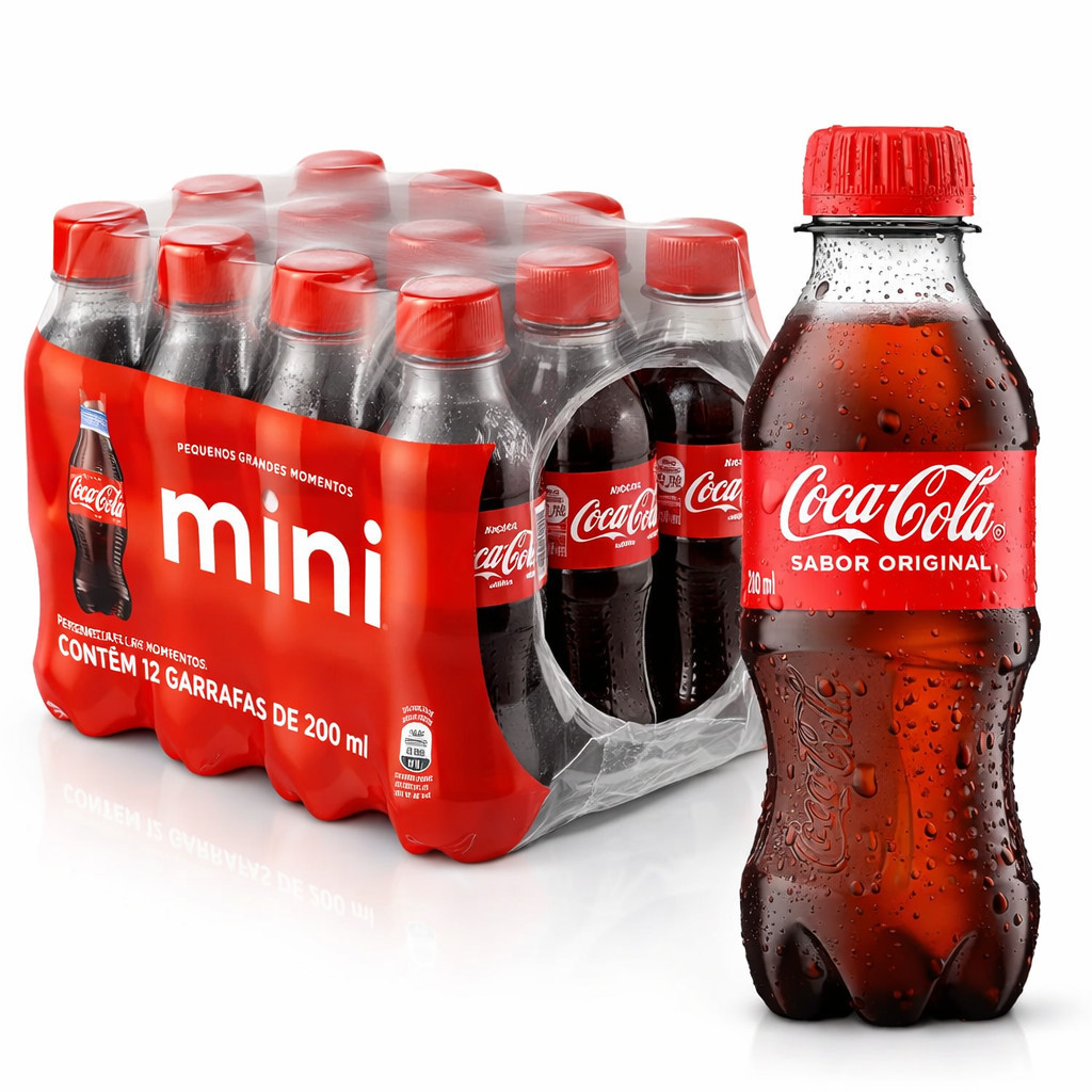kit Refrigerante Coca-Cola Mini Pet 200ml 12 unidades