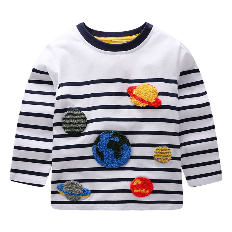 Comércio exterior roupas infantis meninos listrado camiseta de manga comprida puro algodão crianças bolso camisa de fund