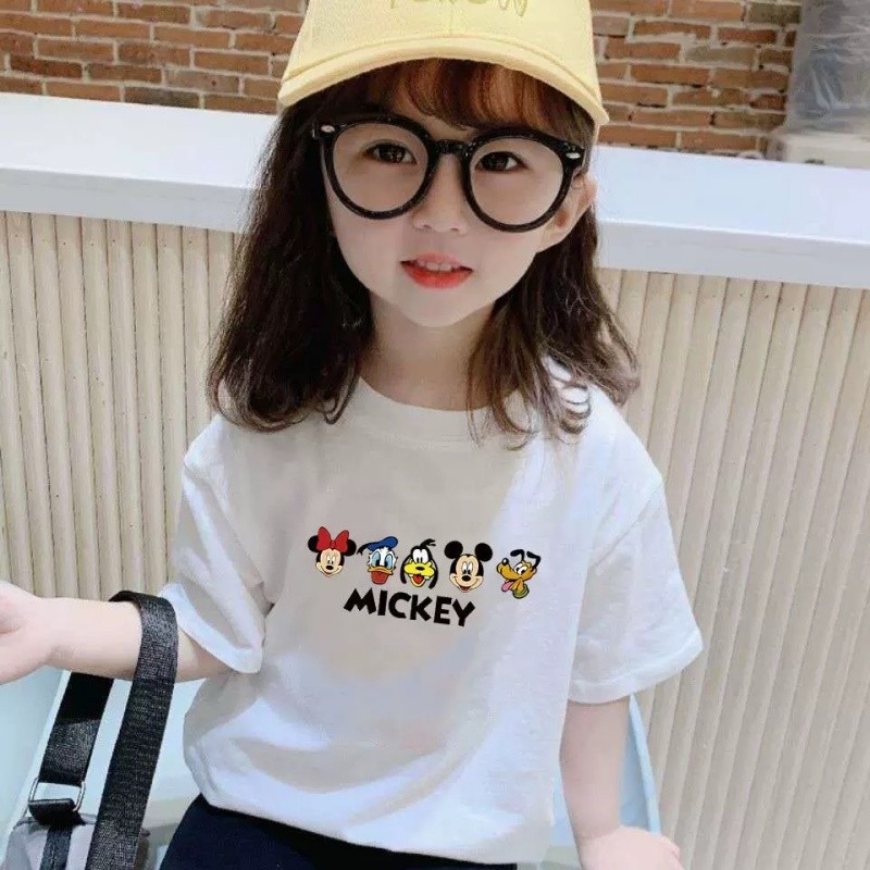 Meninas roupas de verão 2026 versão coreana médio pequeno crianças moda meninas impressão dos desenhos animados crianças