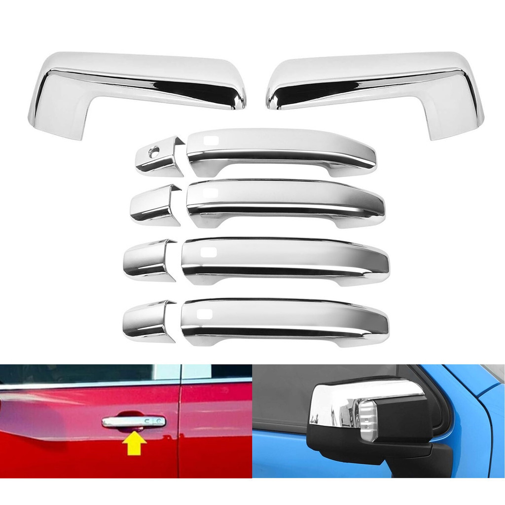 Para 2019-2025 Chevy Silverado 1500 Espelho Cromado + Capas De Alça 4Dr Com 4 SMK