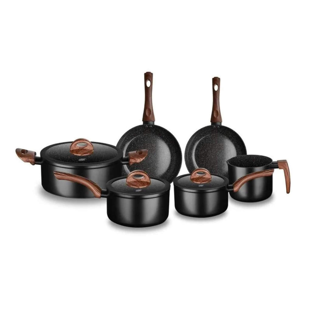 Jogo de Panelas Eclipse Ceramic Flon 6 Peças cor Preto MTA - 3628