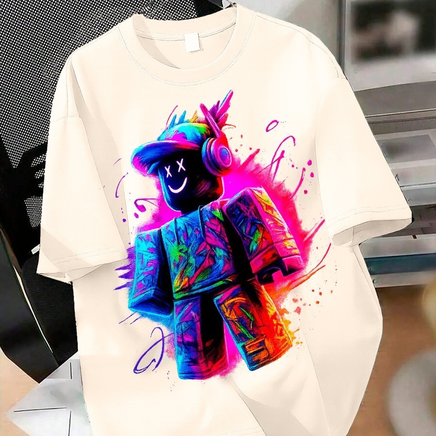 Camiseta Infantil Unissex Estampada Personagem Roblox Neon 100% Algodão Premium Envio Rápido — imagem 2 de 2