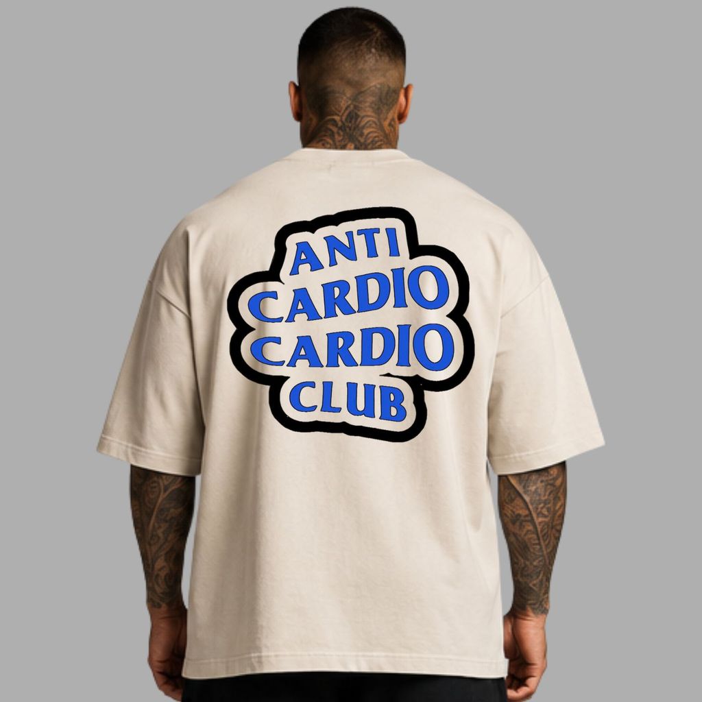 Camiseta Oversized Masculina Anti Cardio Club Treino Academia Musculação Streetwear Maromba Estilosa